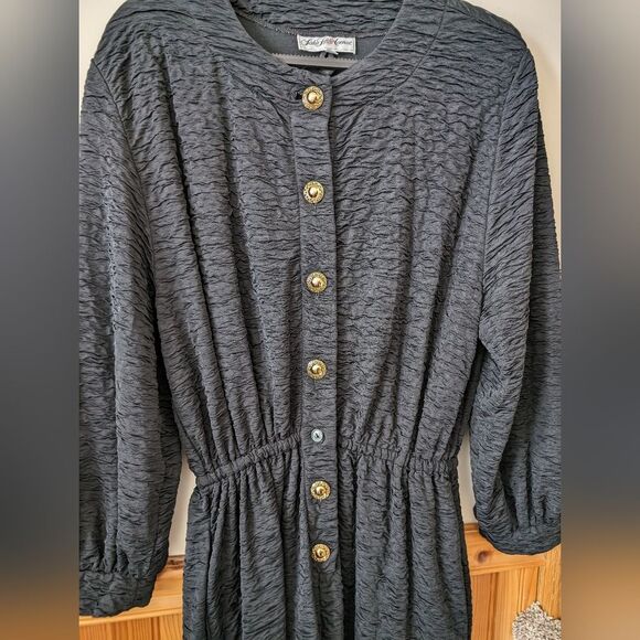 Saks Fifth Avenue Black Gold Button Jumpsuit Size Medium - Picture 6 of 8